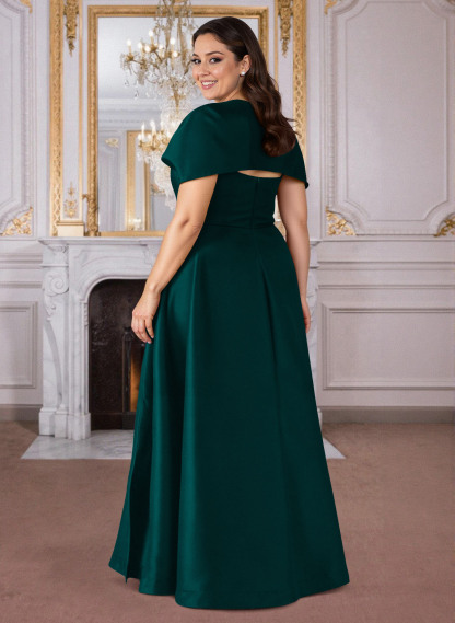 A-Line Cape Sleeves Floor-Length Satin Mother Of The Bride Dresses, product image 66