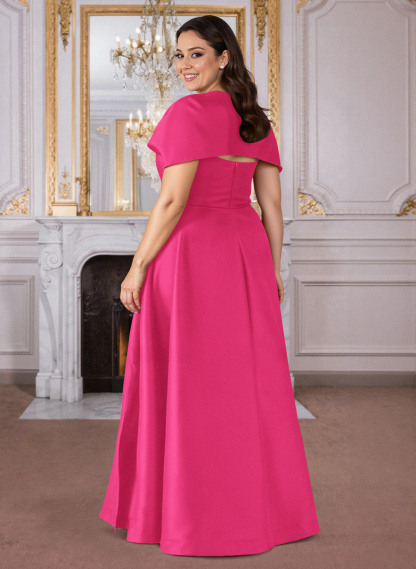 A-Line Cape Sleeves Floor-Length Satin Mother Of The Bride Dresses, product image 34