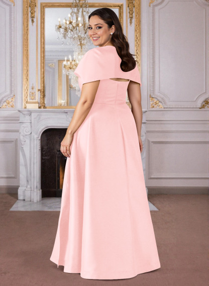 A-Line Cape Sleeves Floor-Length Satin Mother Of The Bride Dresses, product image 42