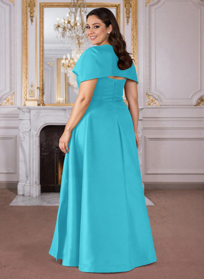 A-Line Cape Sleeves Floor-Length Satin Mother Of The Bride Dresses, product image 24