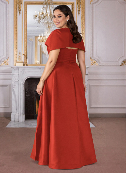 A-Line Cape Sleeves Floor-Length Satin Mother Of The Bride Dresses, product image 60