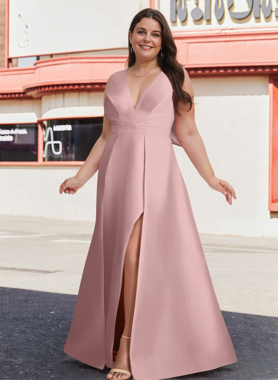 V-Neck Satin A-Line Mother Of The Bride Dresses With Bow, product image 20