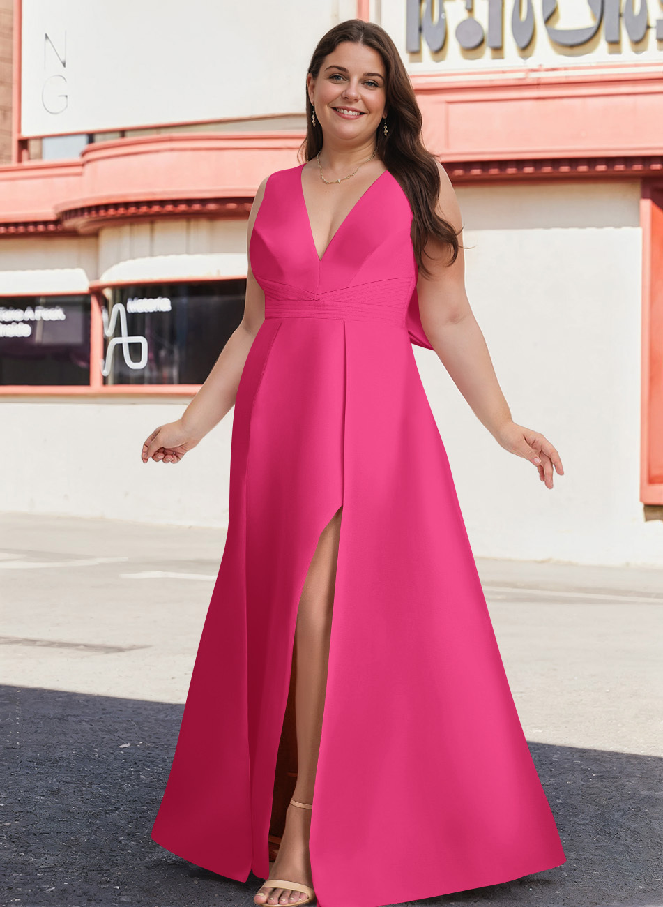 V-Neck Satin A-Line Mother Of The Bride Dresses With Bow, product image 19