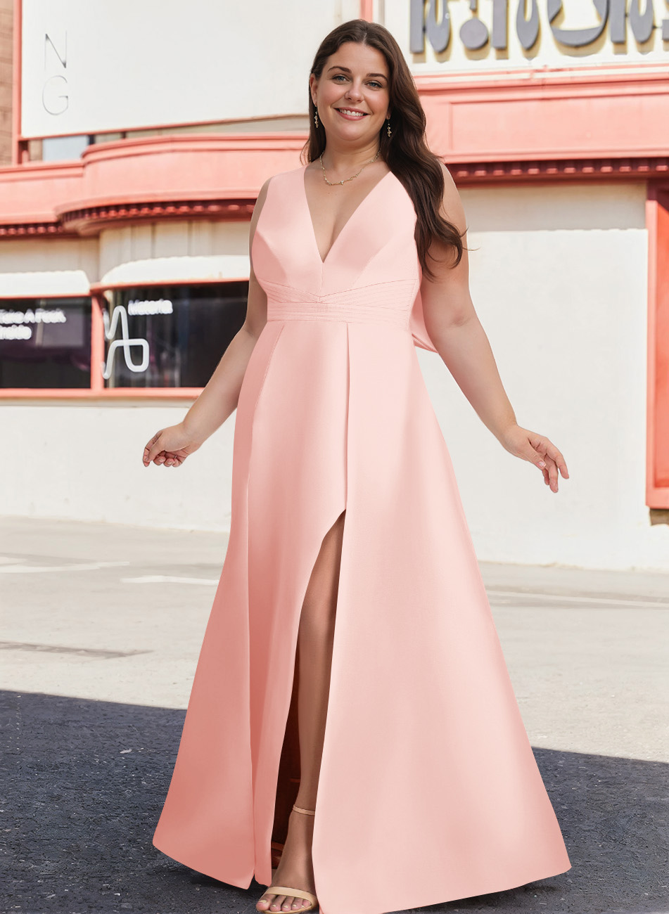 V-Neck Satin A-Line Mother Of The Bride Dresses With Bow, product image 21