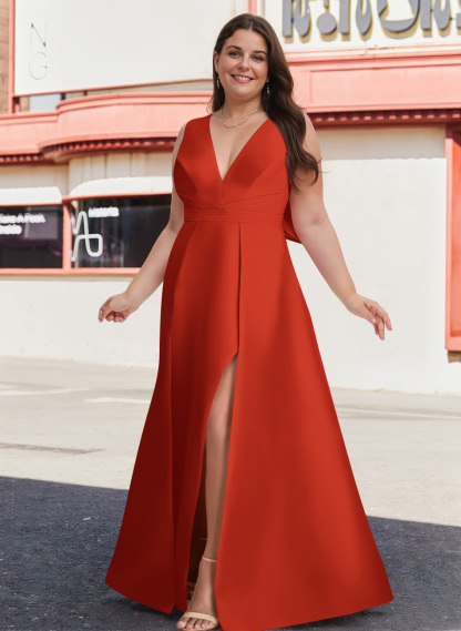 V-Neck Satin A-Line Mother Of The Bride Dresses With Bow, product image 31