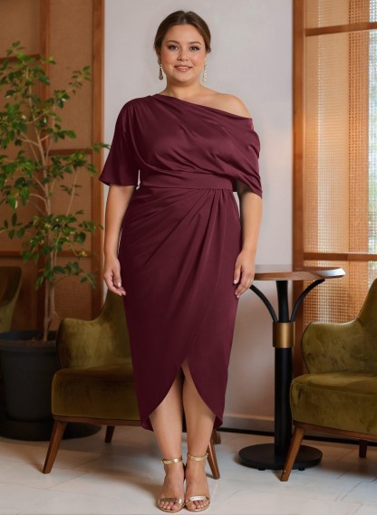 Classic Asymmetrical Neckline Ankle-Length Satin Mother Of The Bride Dresses, product image 52