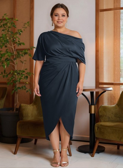 Classic Asymmetrical Neckline Ankle-Length Satin Mother Of The Bride Dresses, product image 6