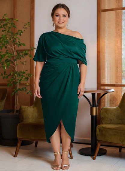 Classic Asymmetrical Neckline Ankle-Length Satin Mother Of The Bride Dresses, product image 64