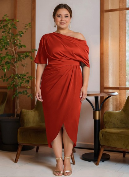 Classic Asymmetrical Neckline Ankle-Length Satin Mother Of The Bride Dresses, product image 58
