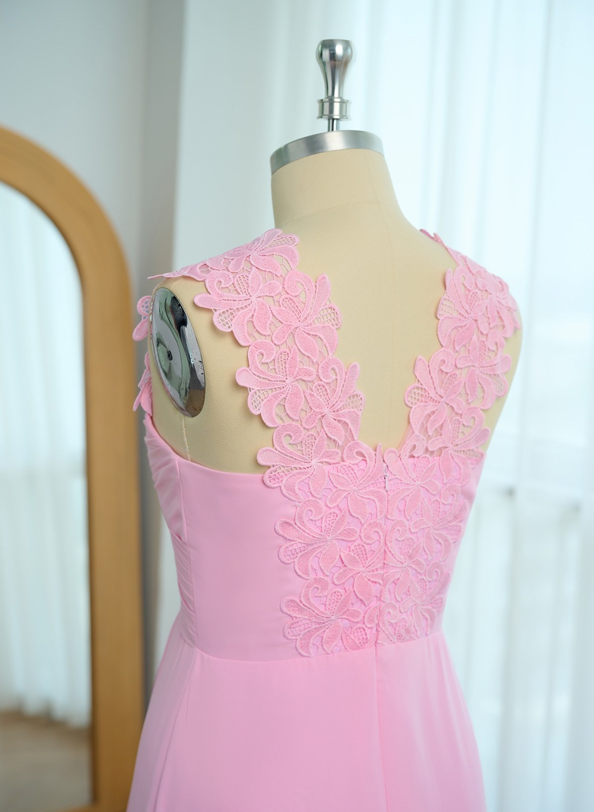 Sheath Sweetheart Sleeveless Floor-Length Chiffon Bridesmaid Dresses With Lace, product image 84