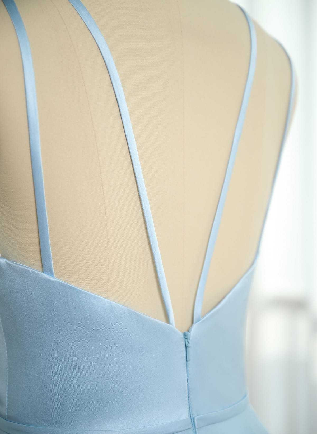Classic Scoop Neck A-Line Floor-Length Satin Bridesmaid Dresses, product image 6