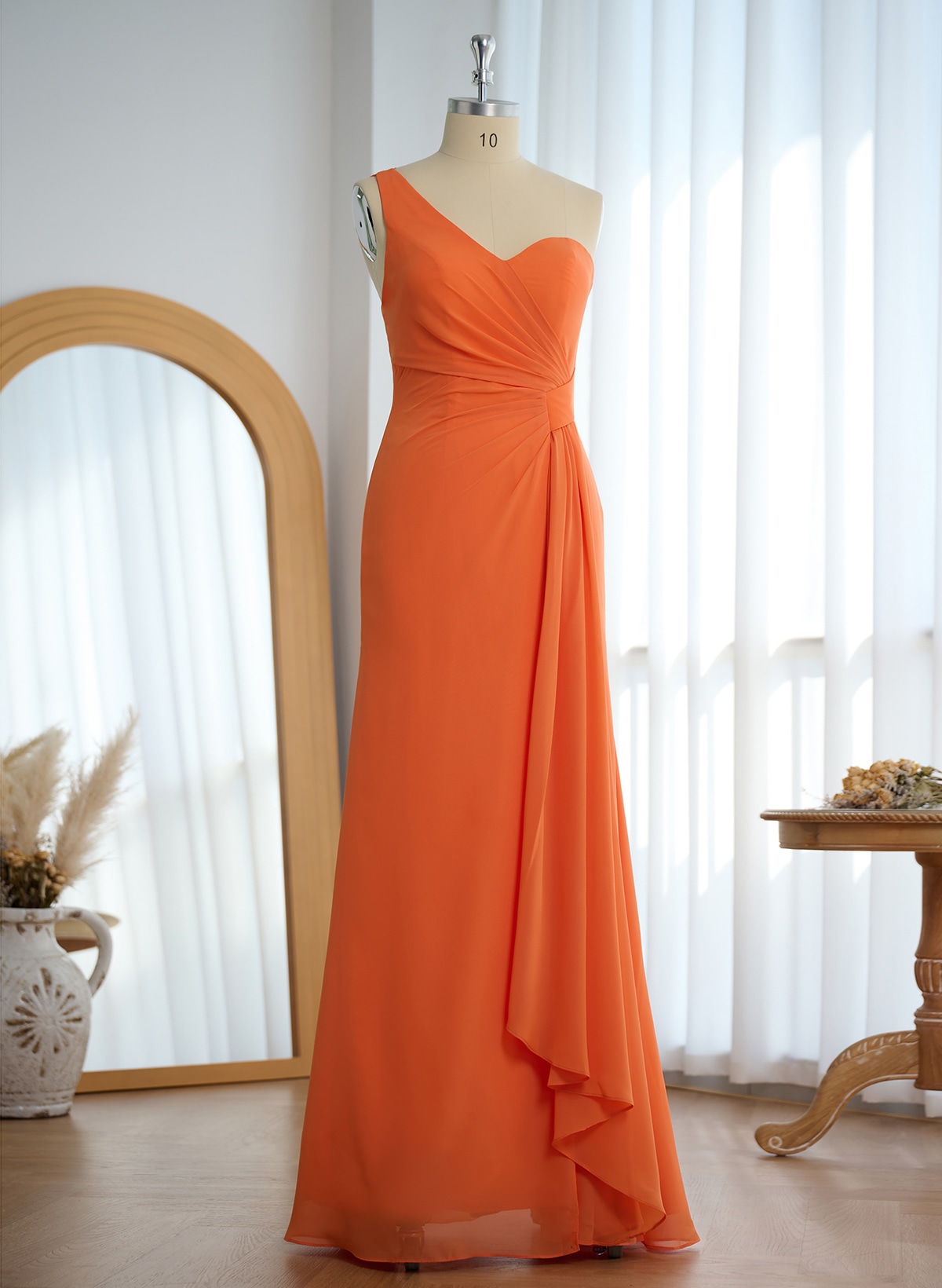 Flattering A-Line One-Shoulder Chiffon Bridesmaid With Split Front, product image 38