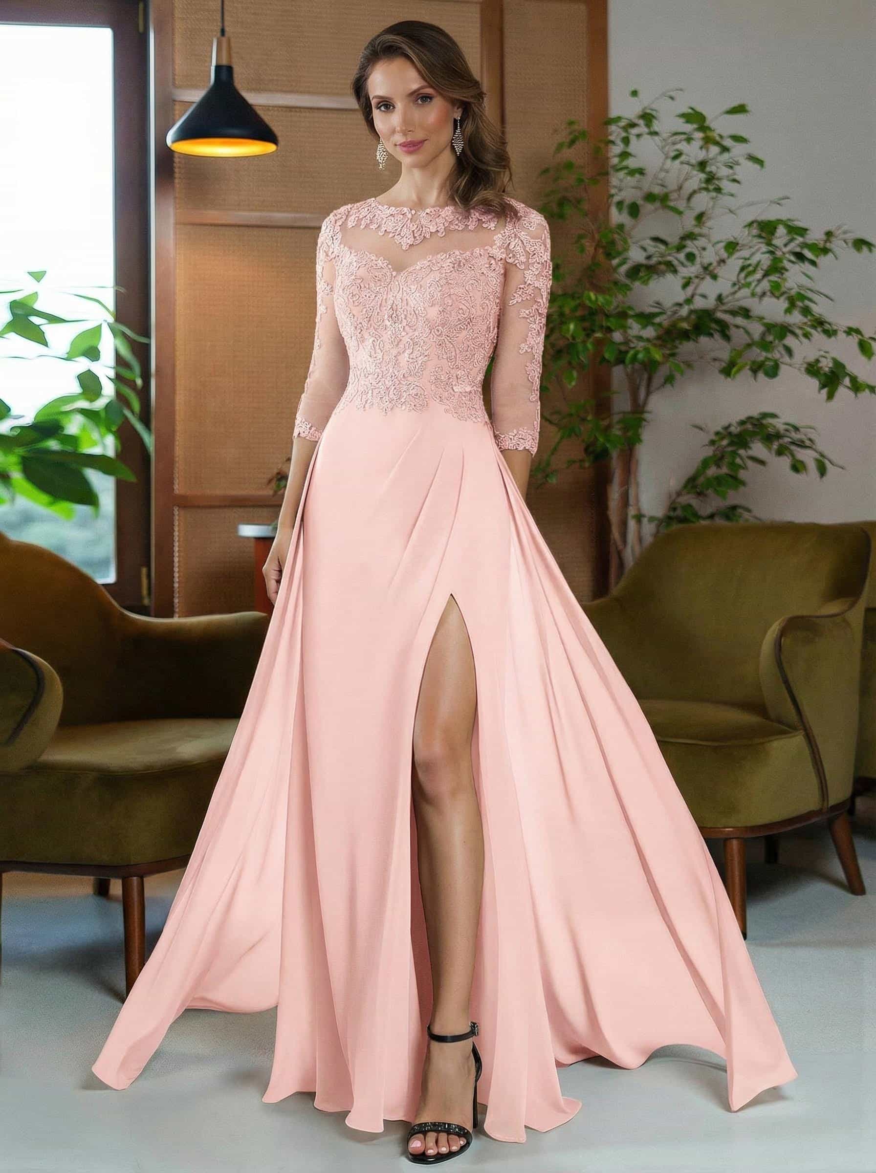 Sheath/Column Scoop Neck Floor-Length Chiffon Mother Of The Bride Dresses