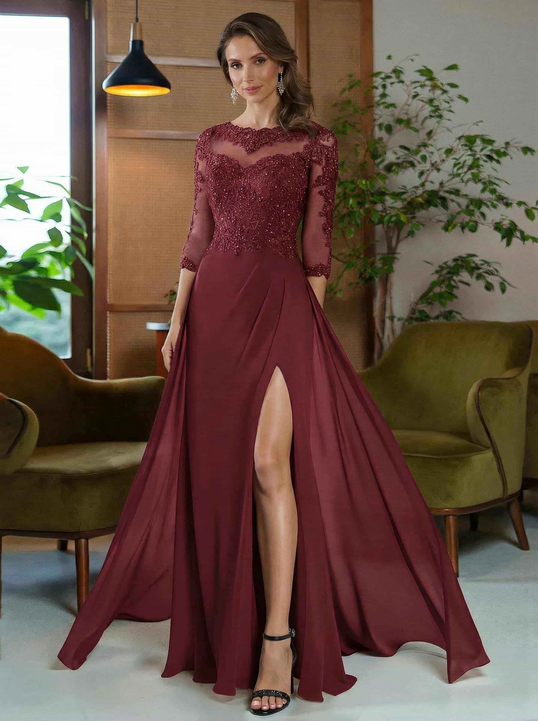 Sheath/Column Scoop Neck Floor-Length Chiffon Mother Of The Bride Dresses