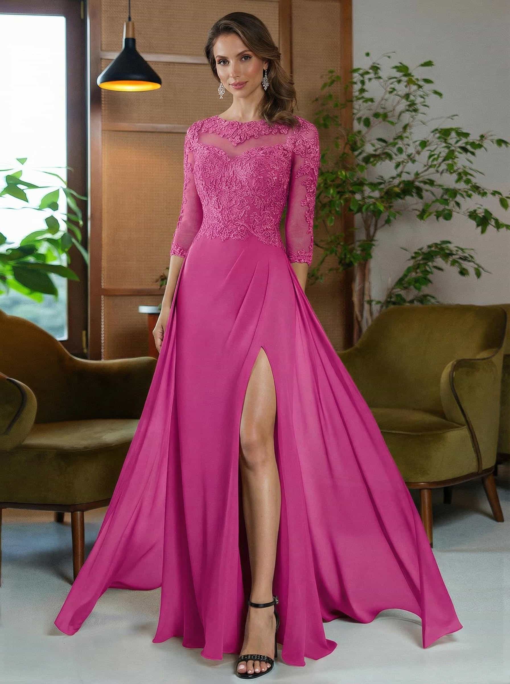 Sheath/Column Scoop Neck Floor-Length Chiffon Mother Of The Bride Dresses