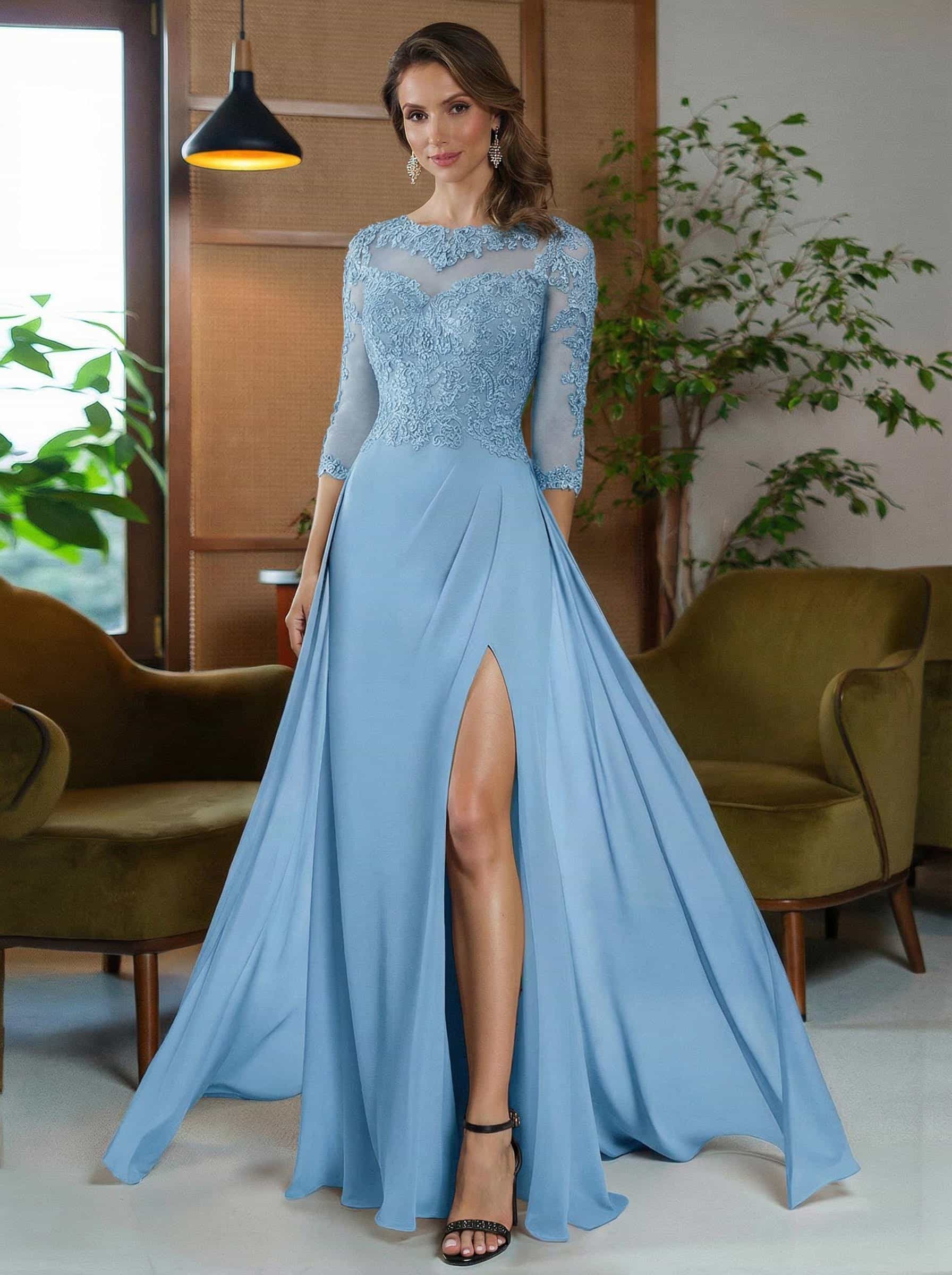 Sheath/Column Scoop Neck Floor-Length Chiffon Mother Of The Bride Dresses