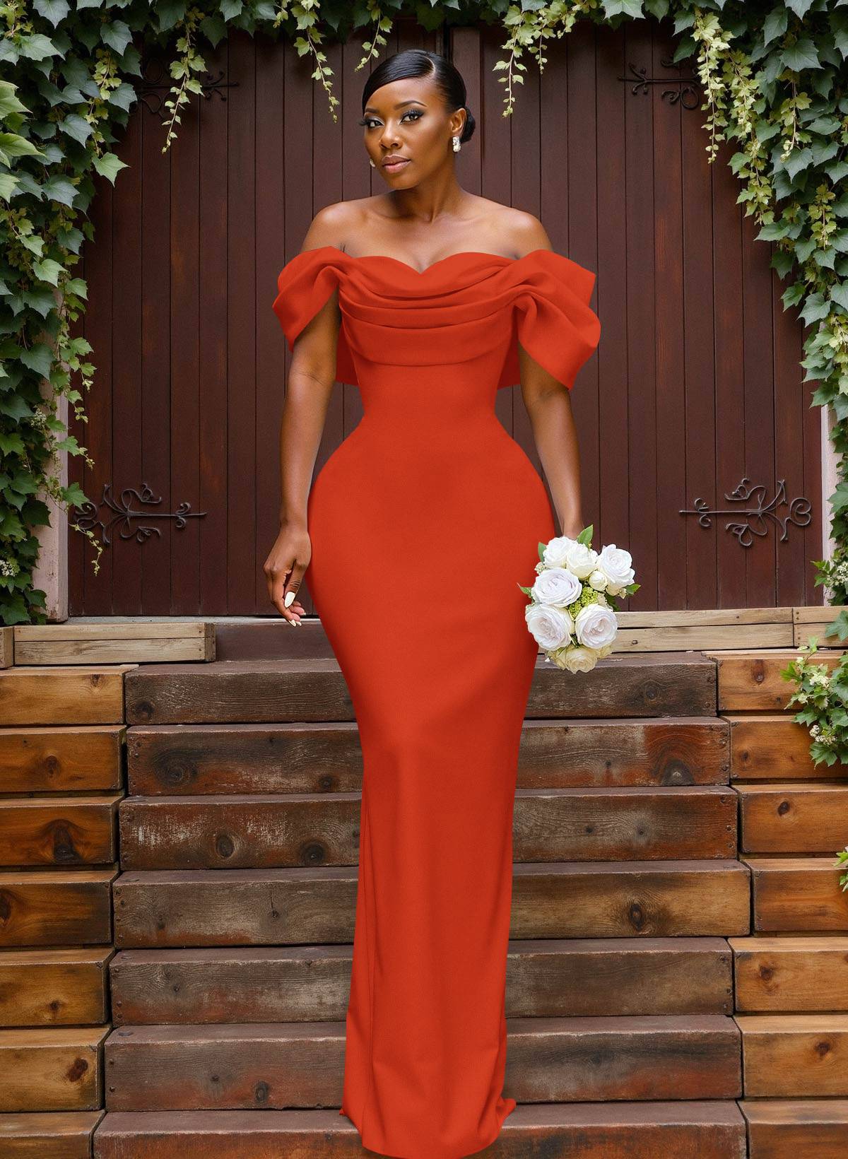Sheath/Column Off-The-Shoulder Sleeveless Floor-Length Elastic Satin Bridesmaid Dresses With Bow/Pleated, product image 106