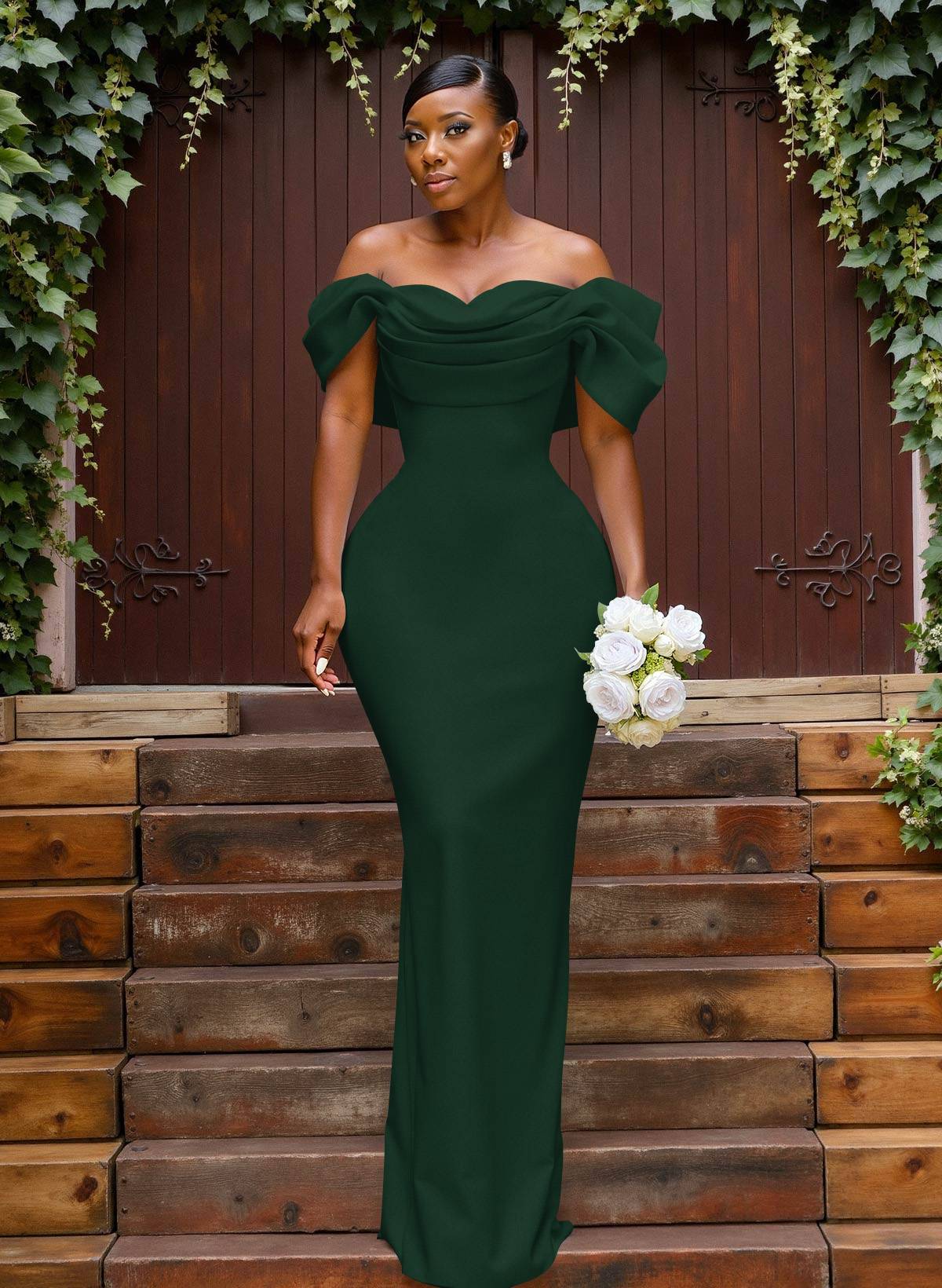 Sheath/Column Off-The-Shoulder Sleeveless Floor-Length Elastic Satin Bridesmaid Dresses With Bow/Pleated, product image 64