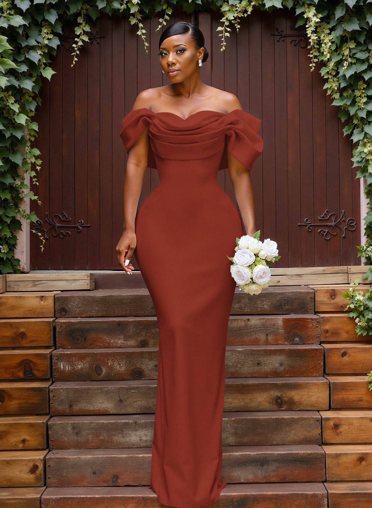 Sheath/Column Off-The-Shoulder Sleeveless Floor-Length Elastic Satin Bridesmaid Dresses With Bow/Pleated, product image 80