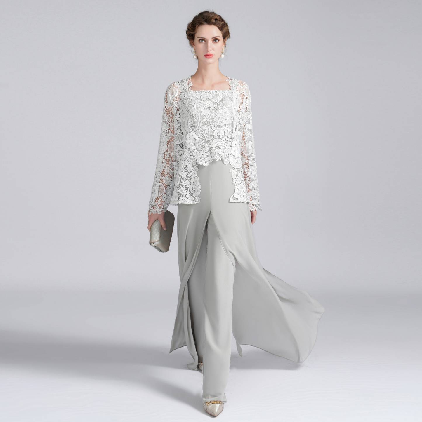 Jumpsuit Pantsuit 3 Piece Floor Length Mother of the Bride Dress 