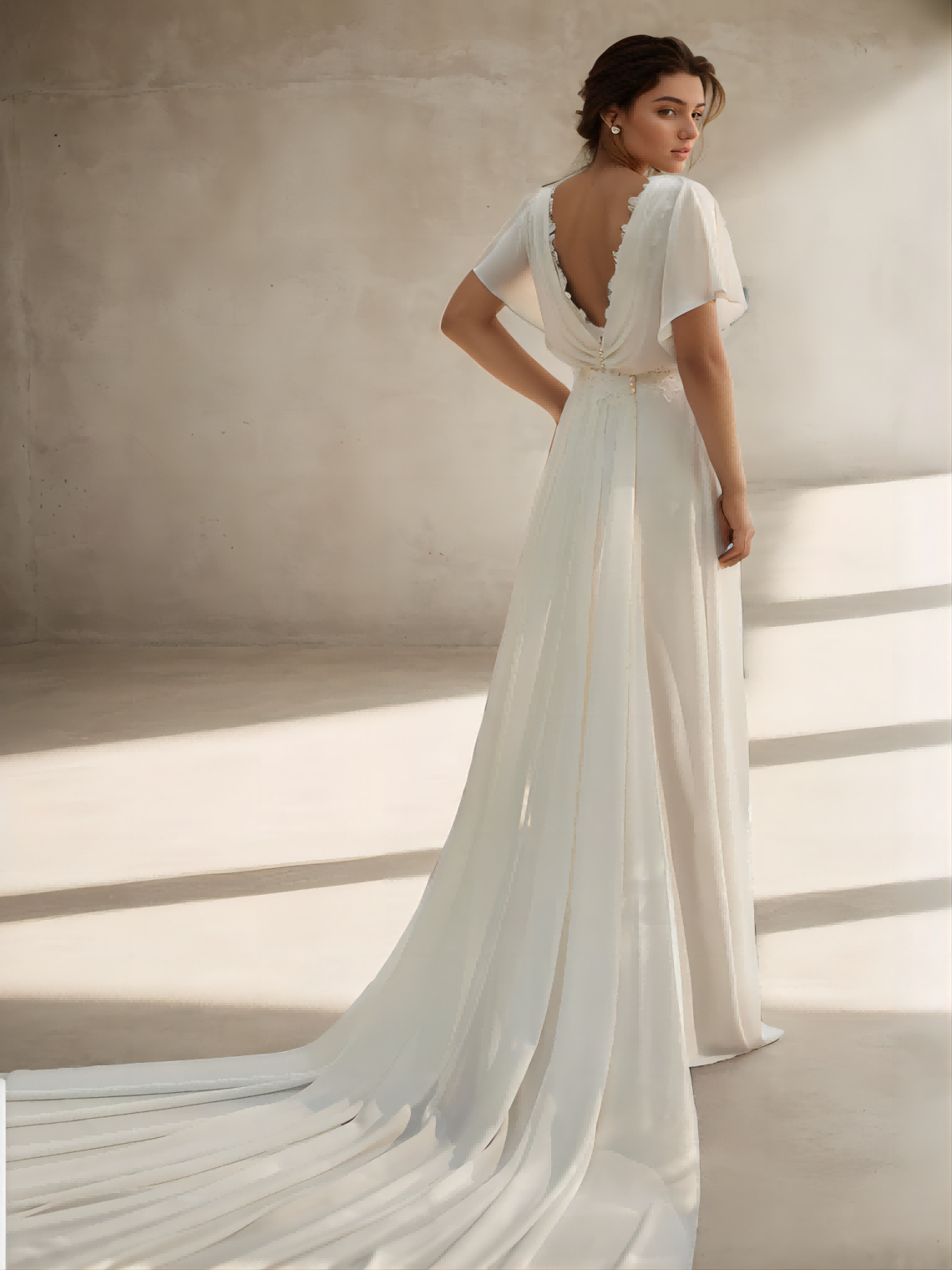 Wedding Dresses Two Piece  V Neck Regular Chiffon Bridal Gowns