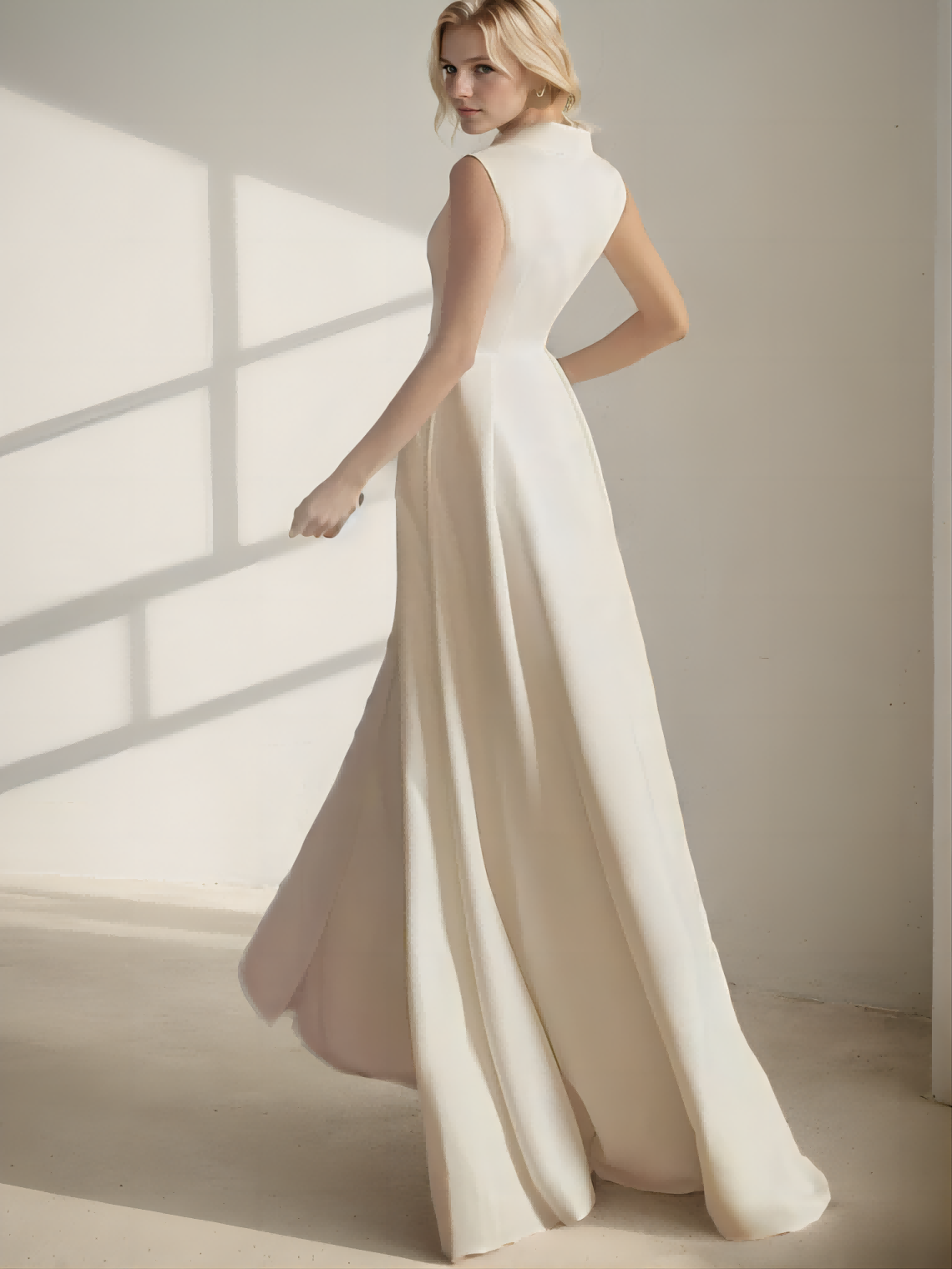 Wedding Dresses A-Line V Neck Sleeveless Floor Length
