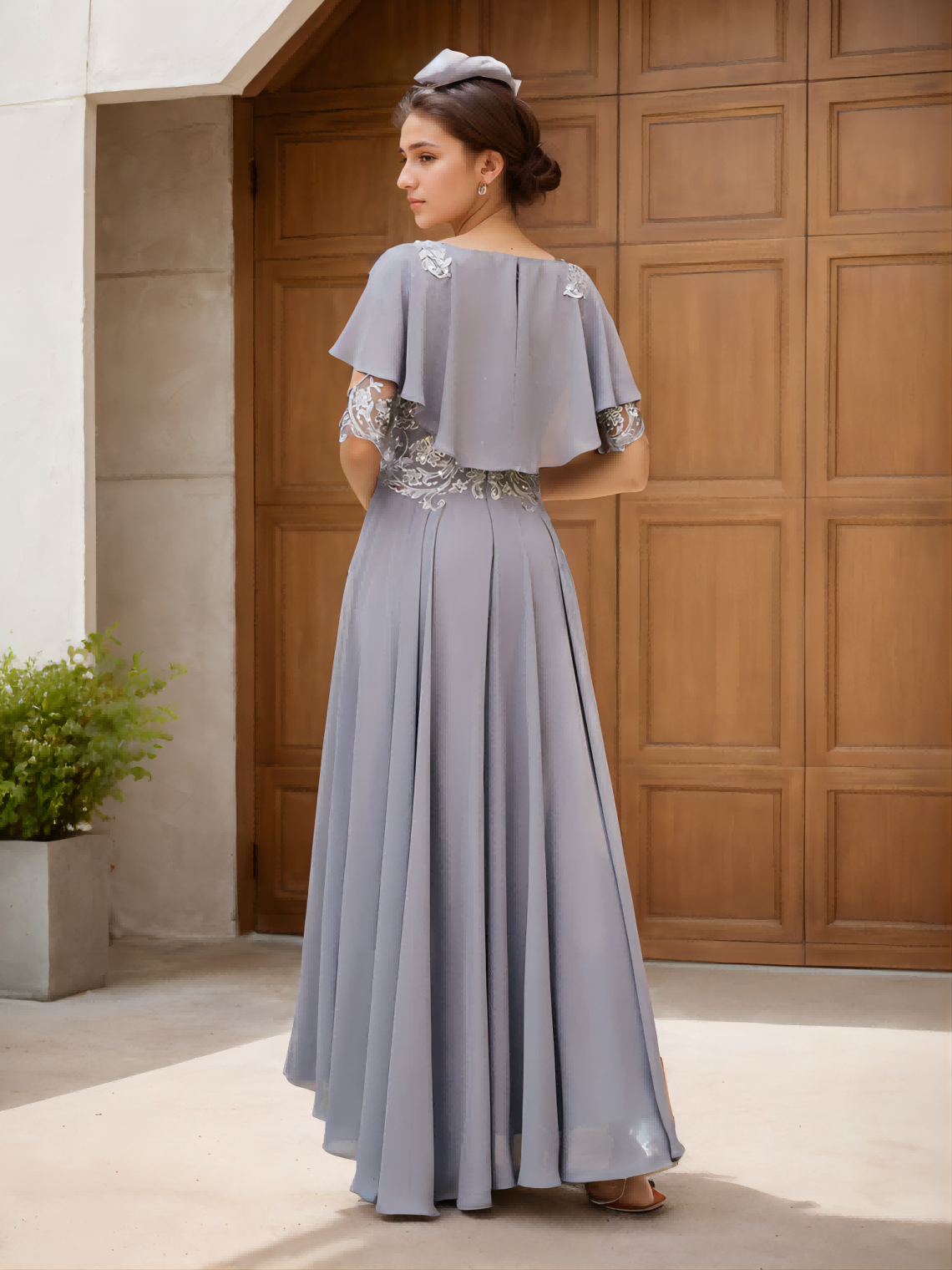 A-Line/Princess Sheer Neck Half Sleeves Long Evening Dresses