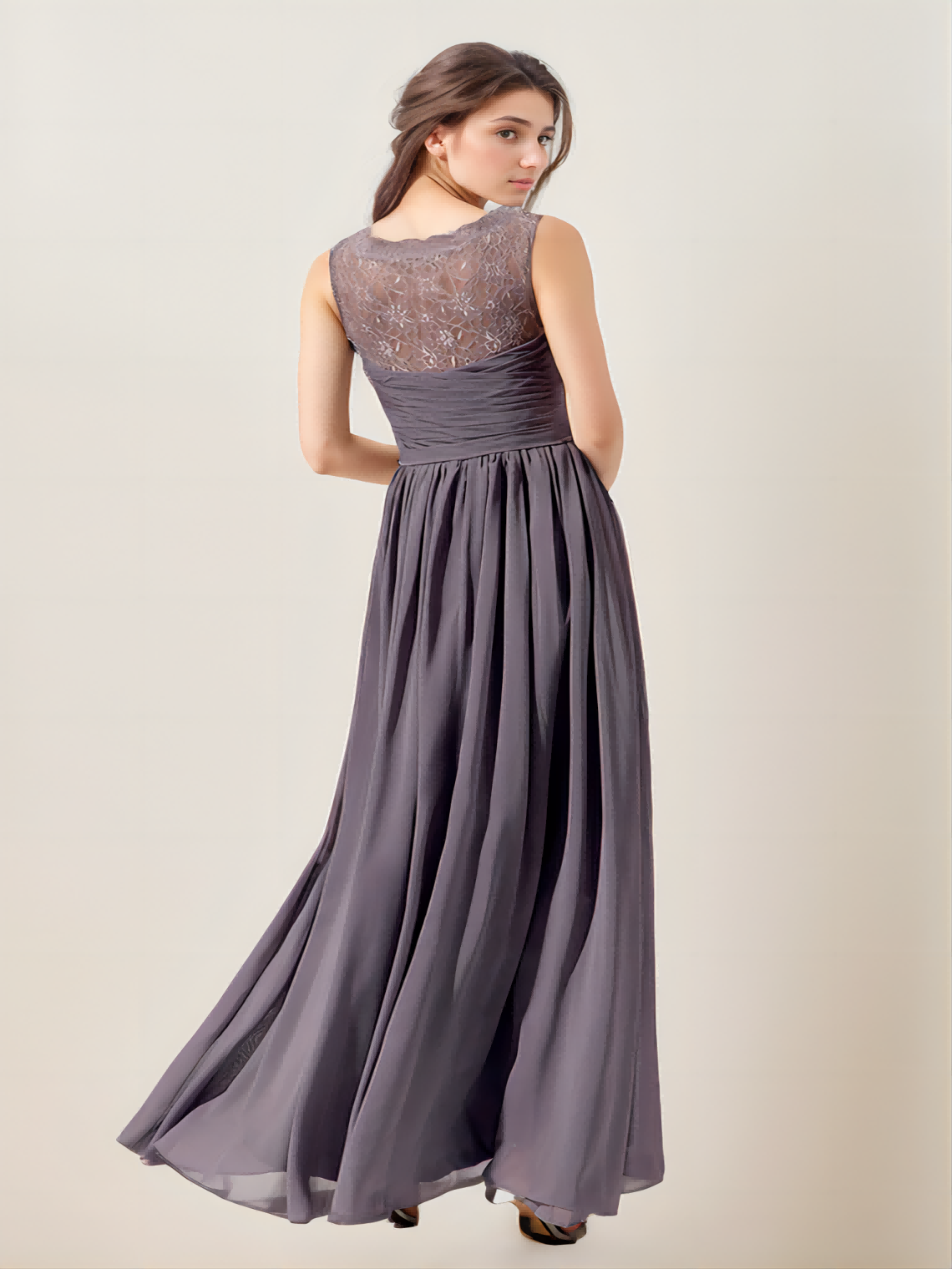 Long V-neck Bridesmaid Dress