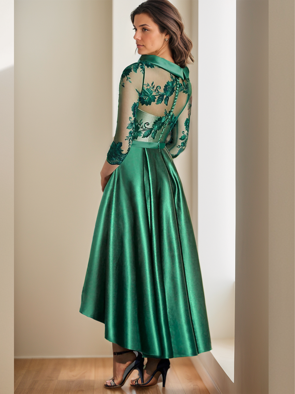 A-Line High Low Elegant Asymmetrical  Wedding Guest Dress