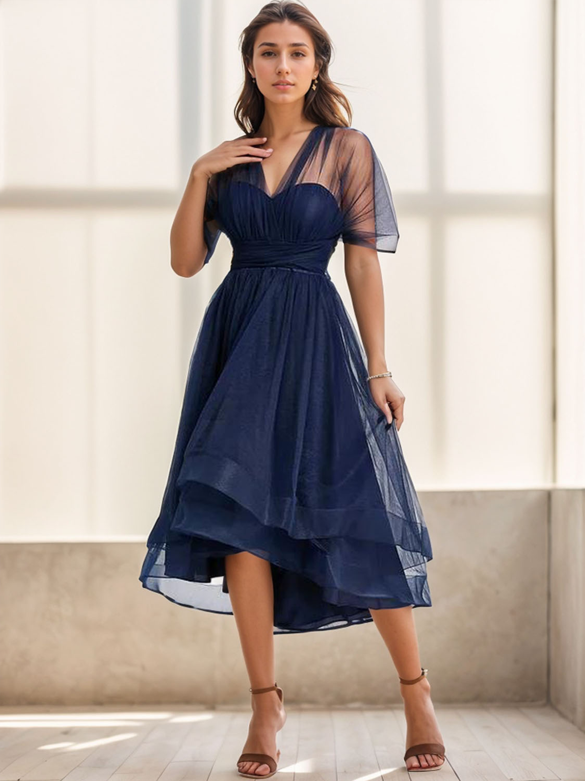 A-Line Summer One Shoulder Convertible Homecoming Dress with Ruched