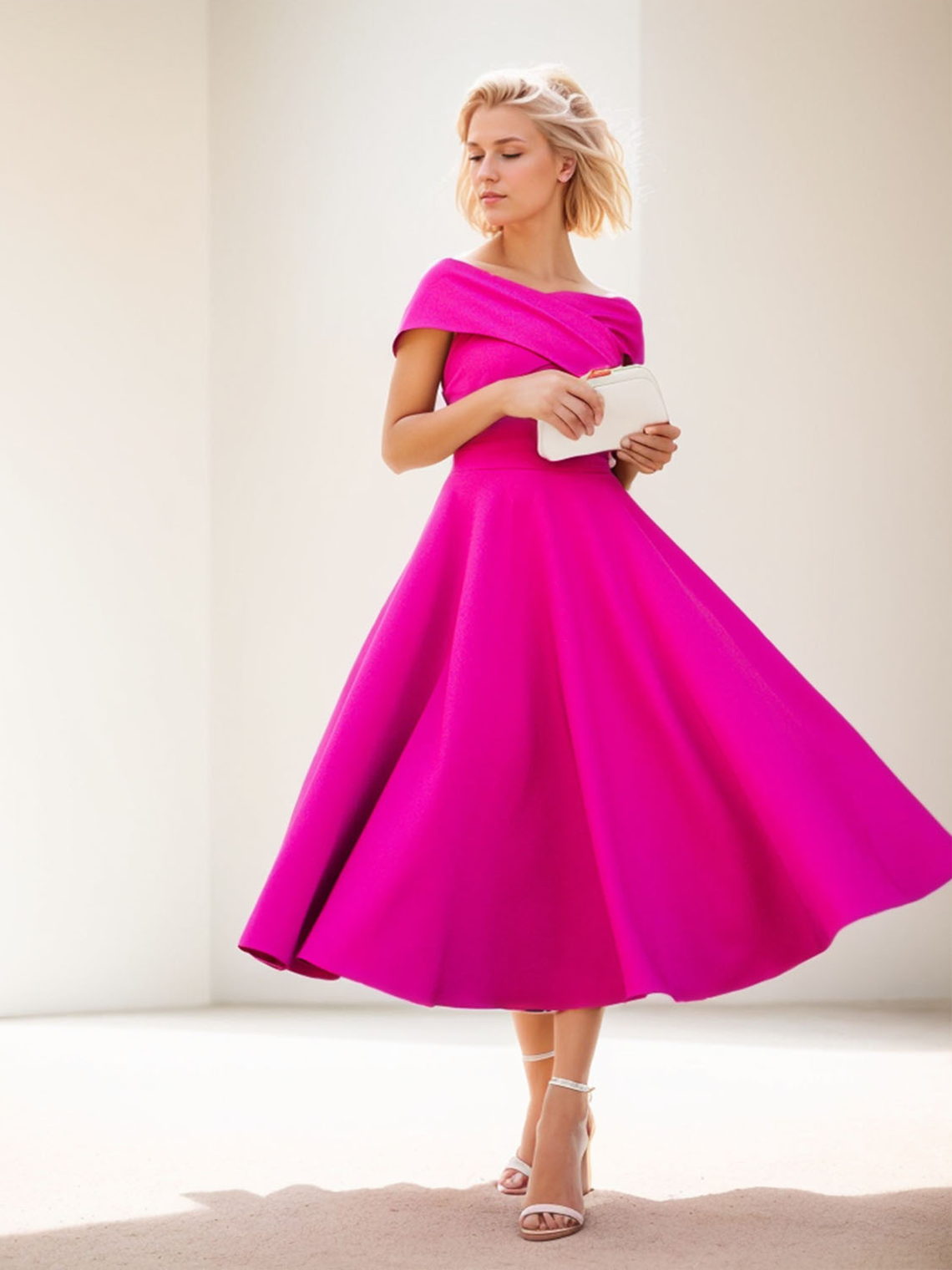 A-Line Homecoming Dress Tea Length Off Shoulder Ruched Stretch Fabric 