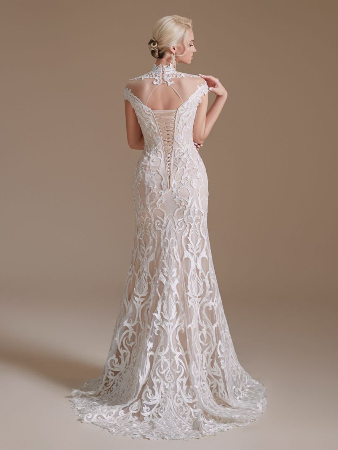 Trumpet/Mermaid High Neck Sweep/BrushTrain Wedding Dresses