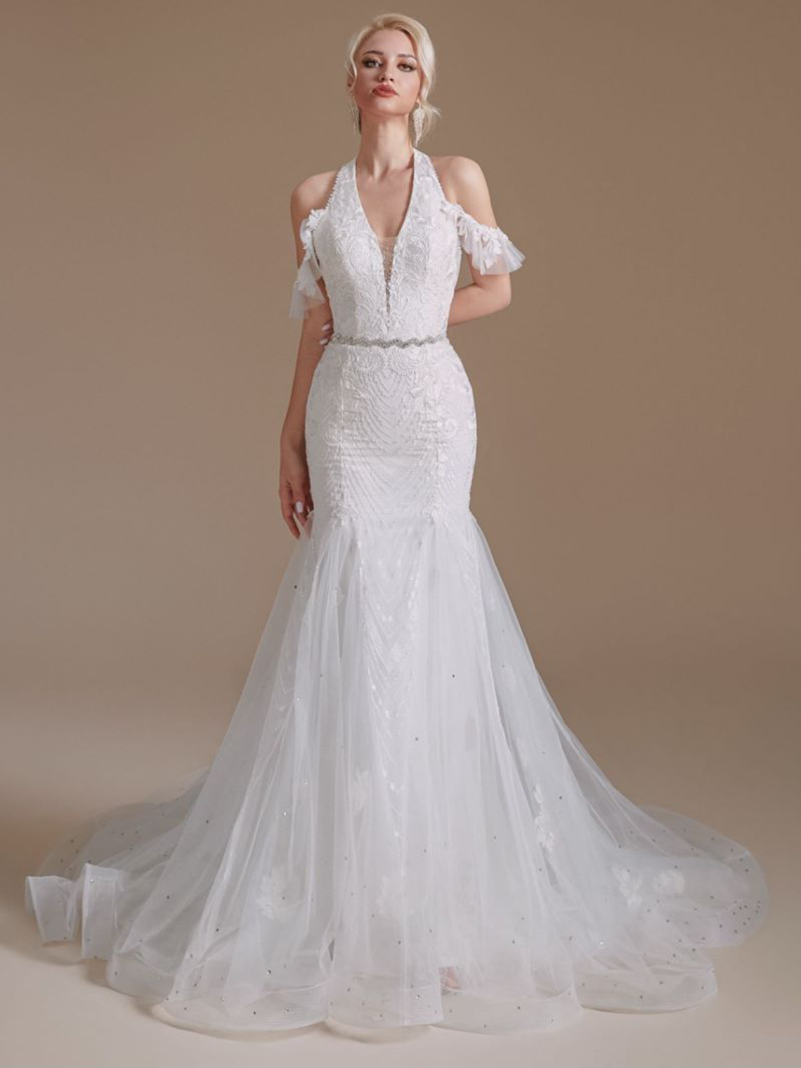 Trumpet/Mermaid Elegant Sleeveless Sweep/BrushTrain Wedding Dresses