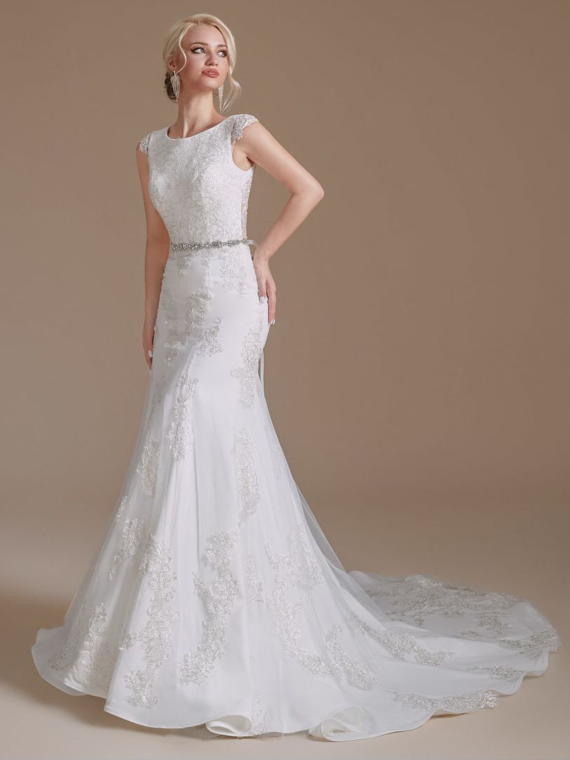 Trumpet/Mermaid Pure Color Sweep/BrushTrain Elegant Wedding Dresses