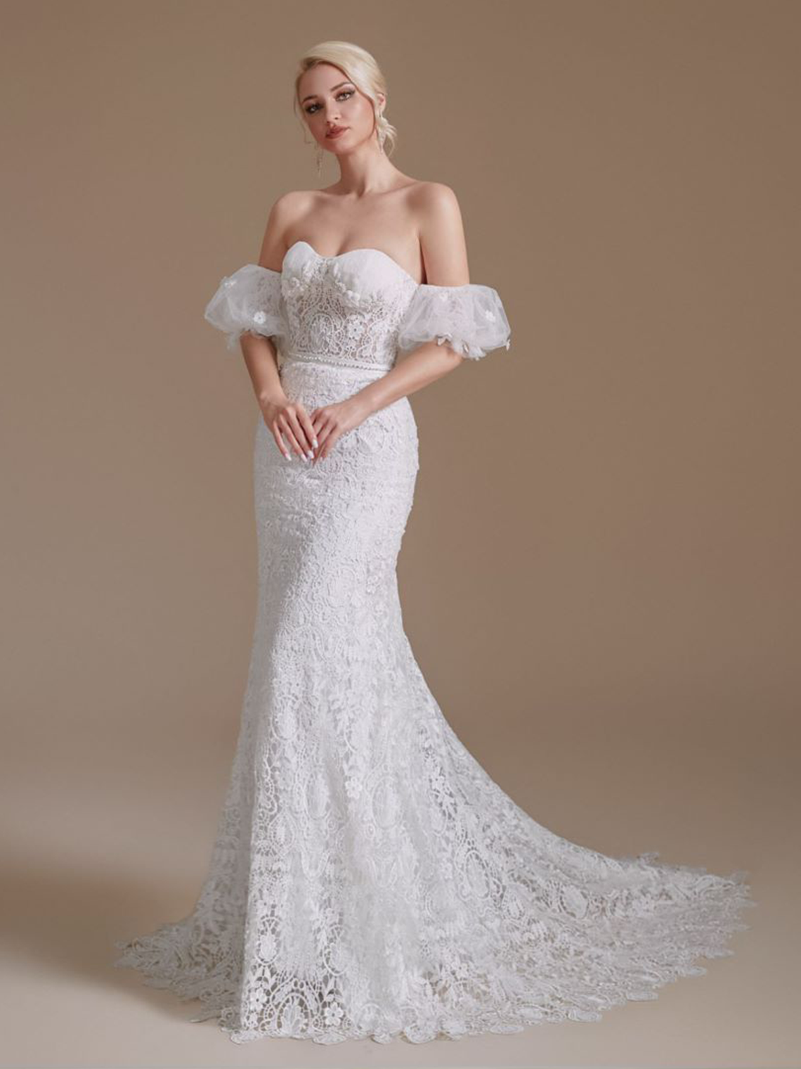 Trumpet/Mermaid Sexy Off the Shoulder Cap Sleeve Wedding Dresses