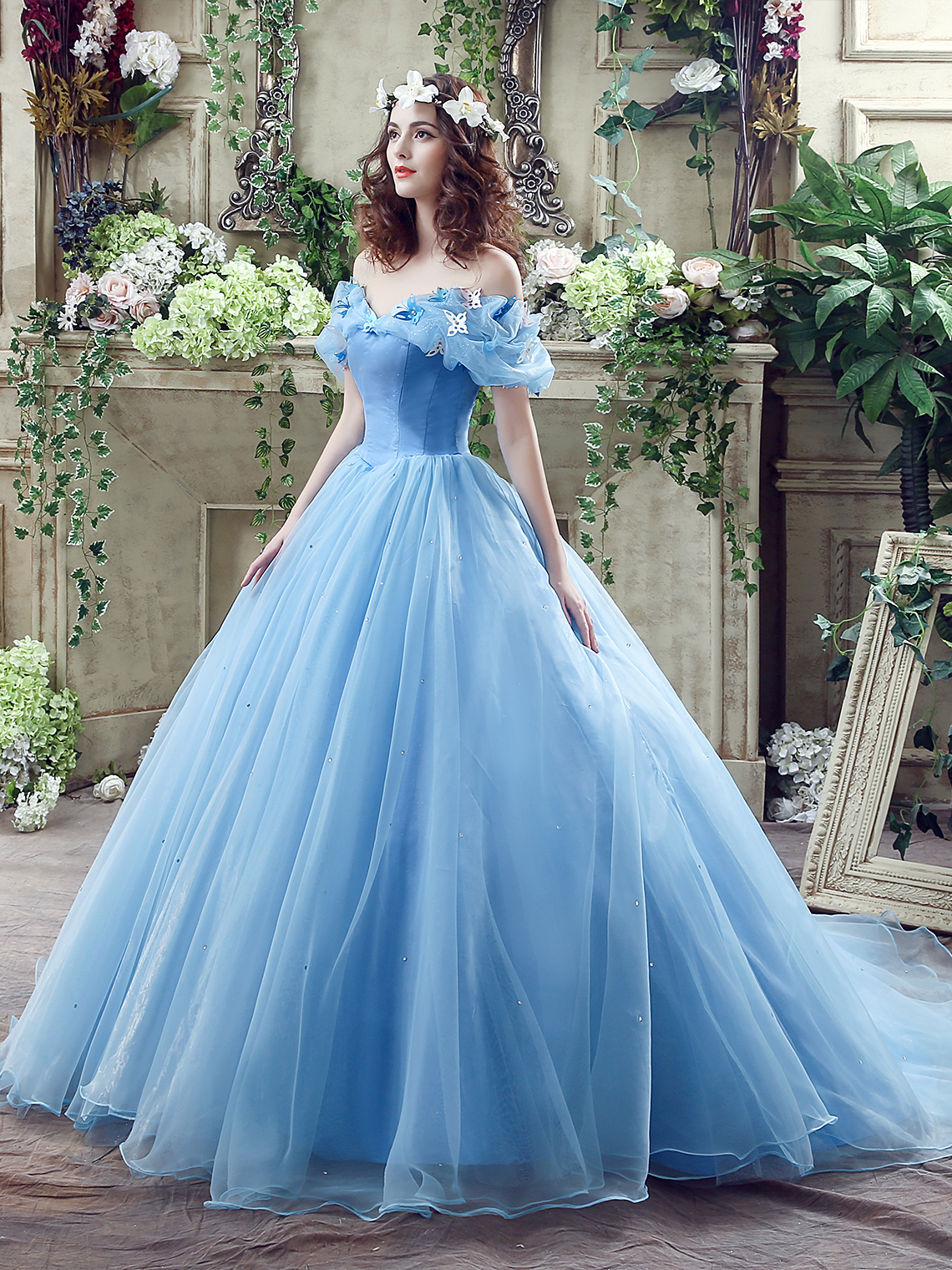 Ball Gown Elegant Prom Gown Quinceanera Tulle Appliques with Beading