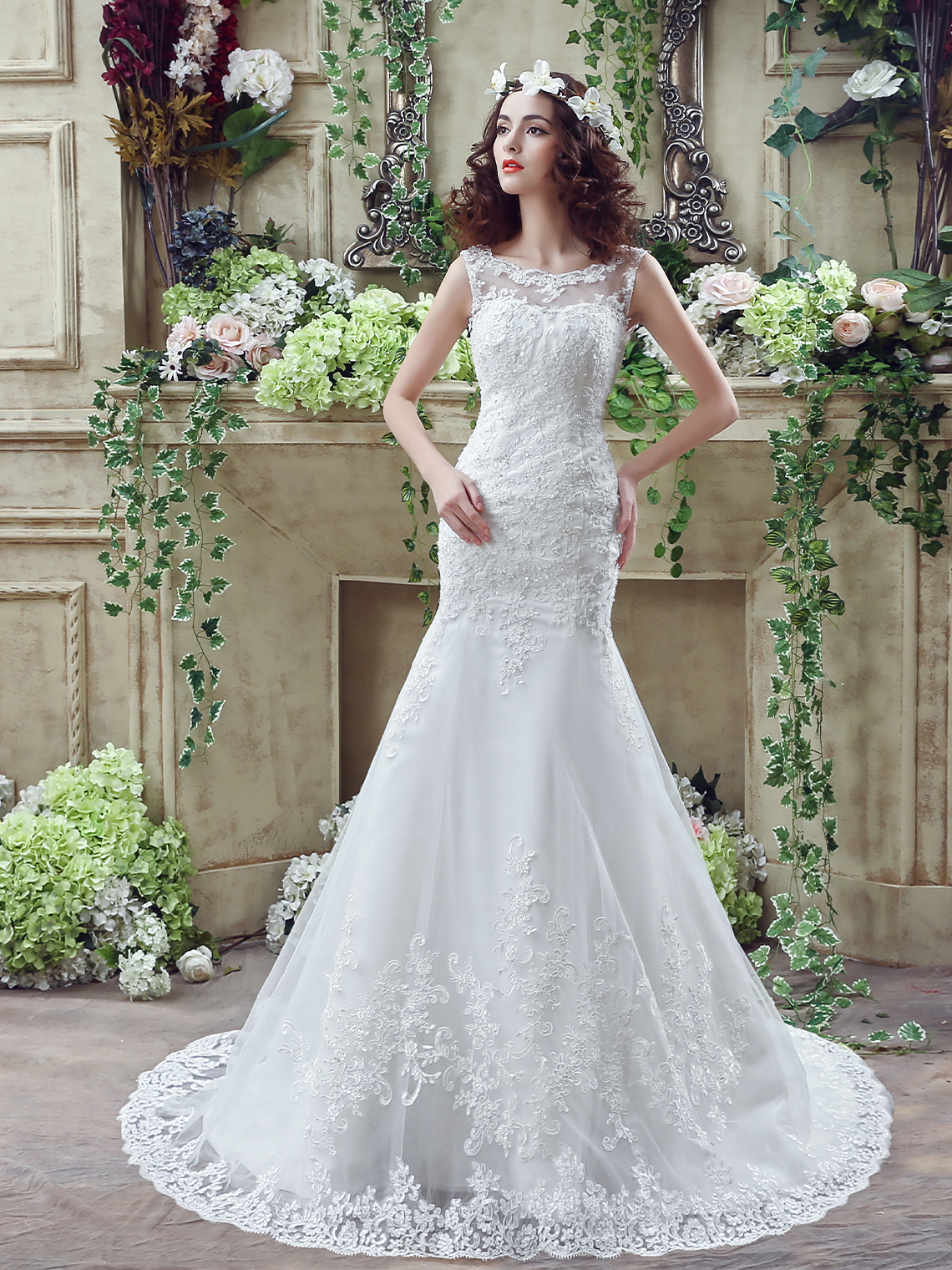 A-Line/Princess Elegant Formal Wedding Dresses Beading with Appliques