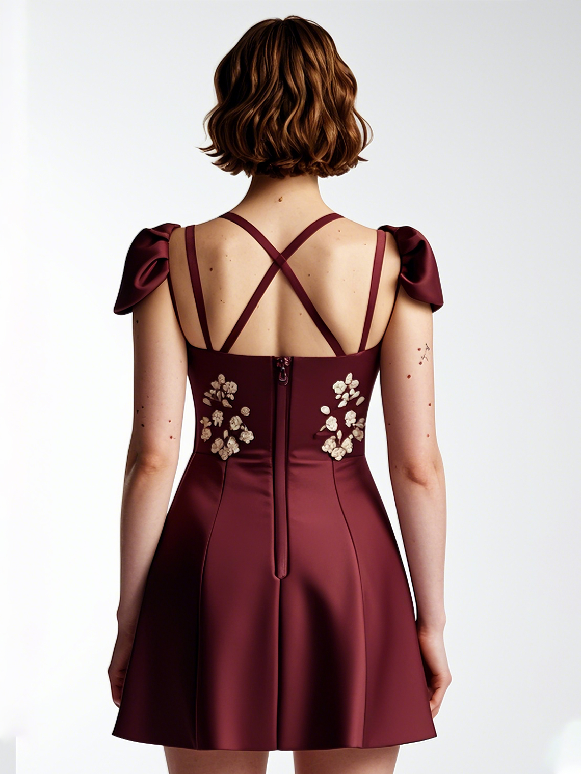 A-Line/Princess Sexy Homecoming Dress Satin Pleated with Appliques