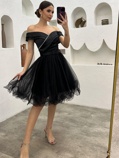 Dress A-Line Off-The-Shoulder Sleeveless Homecoming Dress