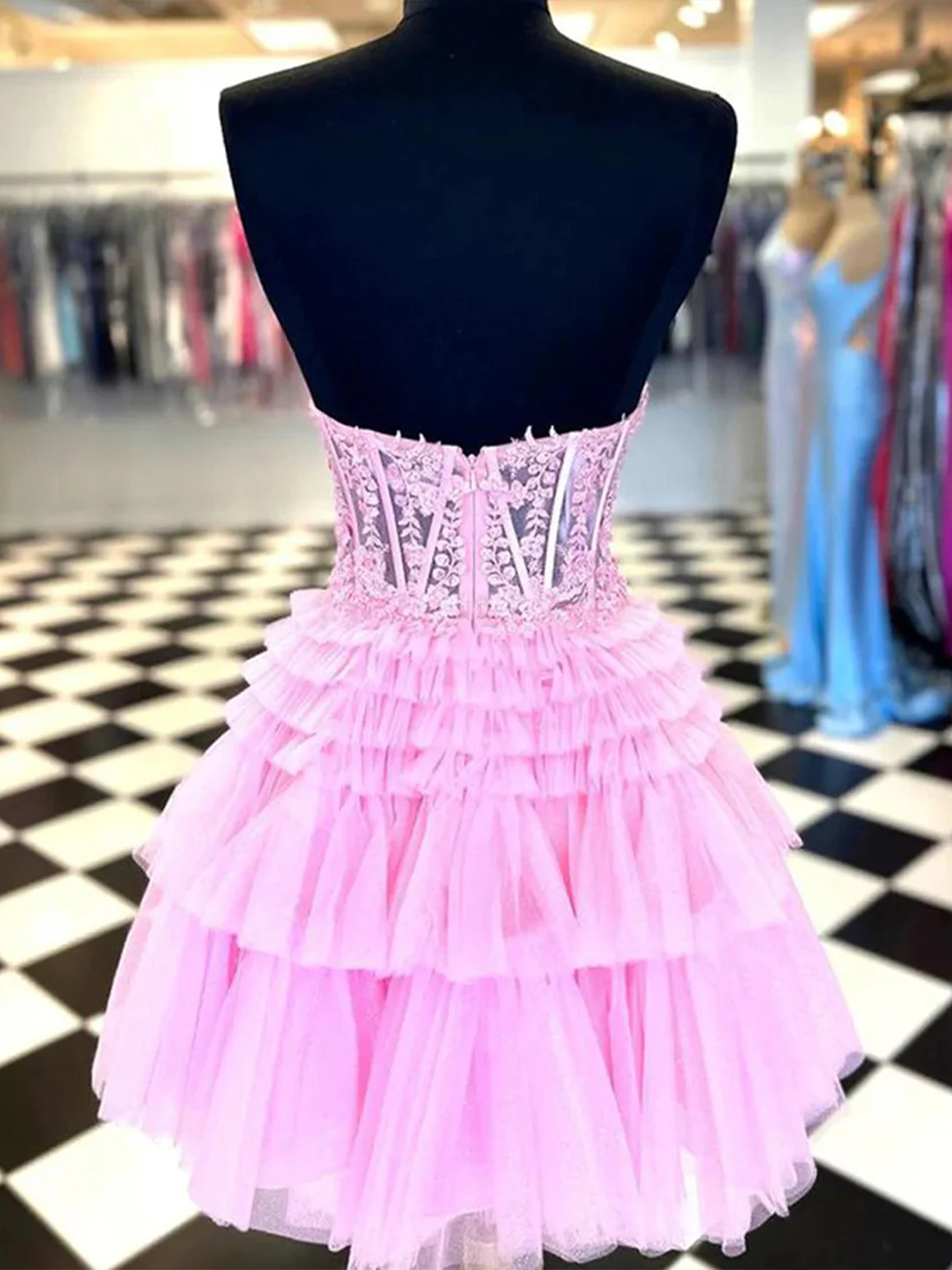 A Line Sweetheart Corset Homecoming Dress