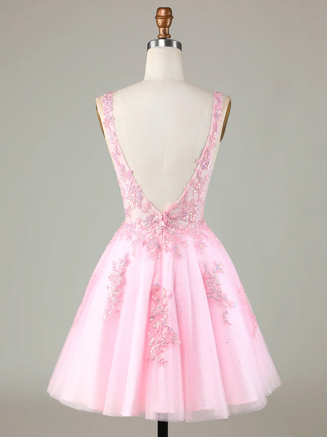 A-Line Glitter Cute Homecoming Dress with Appliques