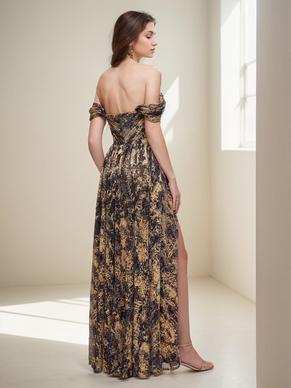 A-Line Evening Gown Sexy Prom Dress Formal with Ruched Slit