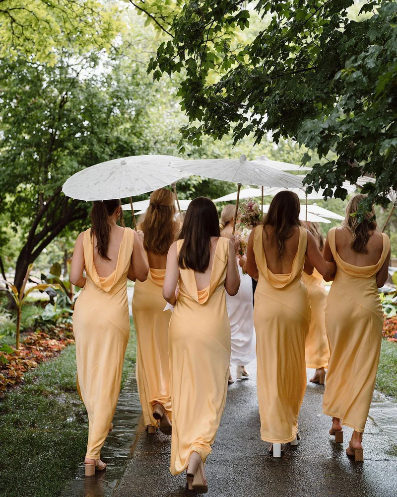 Sheath/Column V Neck Saitn Orange Bridesmaid Dresses