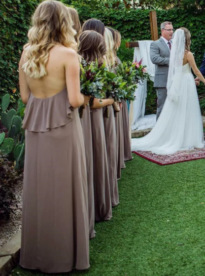 Dress Jewel Chiffon and Ruffles Long Bridesmaid Dress