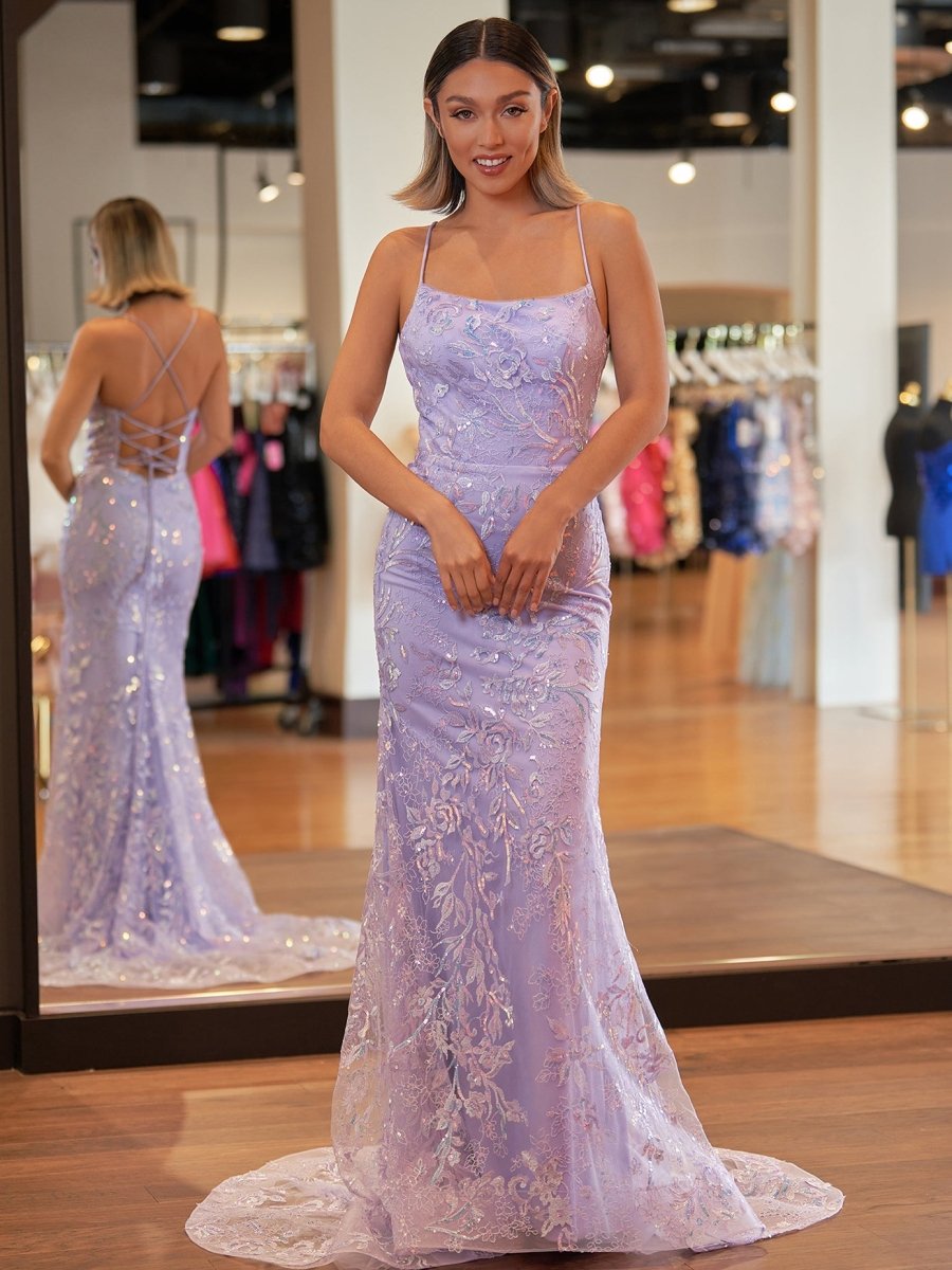 Mermaid Scoop Lace Long Prom Dresses Evening Dresses, product image 4