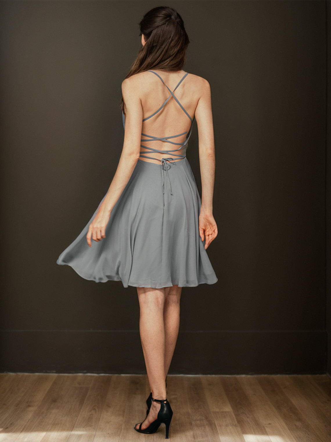 A-Line Cocktail Party Dresses Homecoming Dress Open Back Beaded Glitter