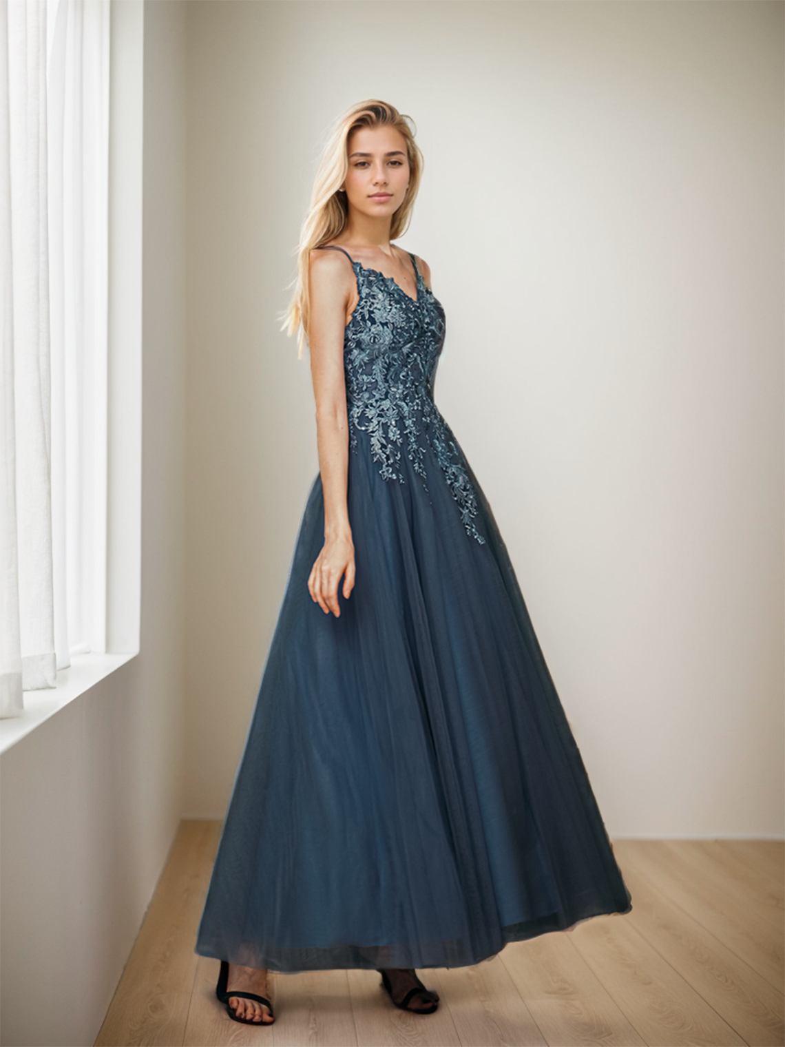 A-Line Prom Dresses Formal Evening Wedding Guest Dress Tulle Appliques