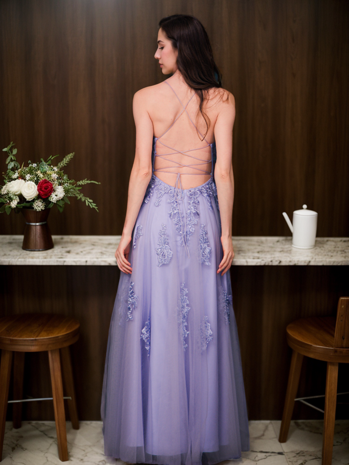 A-Line Evening Gown Quinceanera Prom Dress Slit Appliques Crystals 