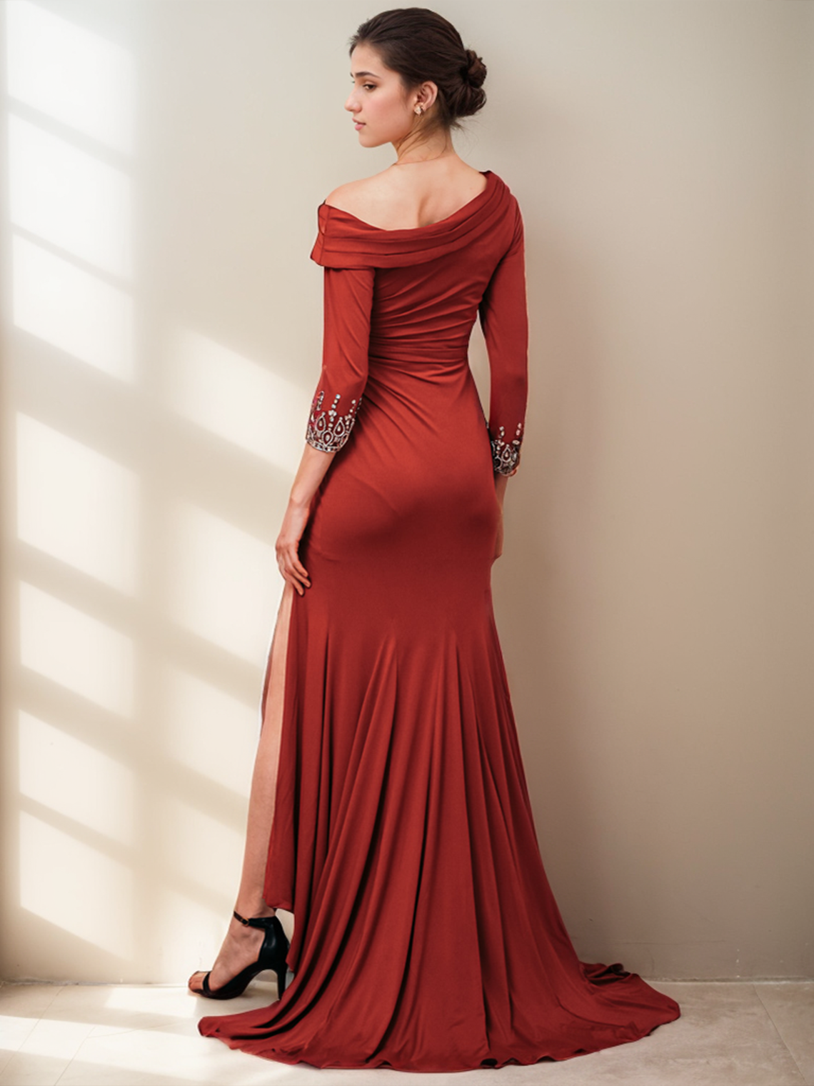 Mermaid/Trumpet Formal Evening Gown Dress Off Shoulder Sweep/Brush Train