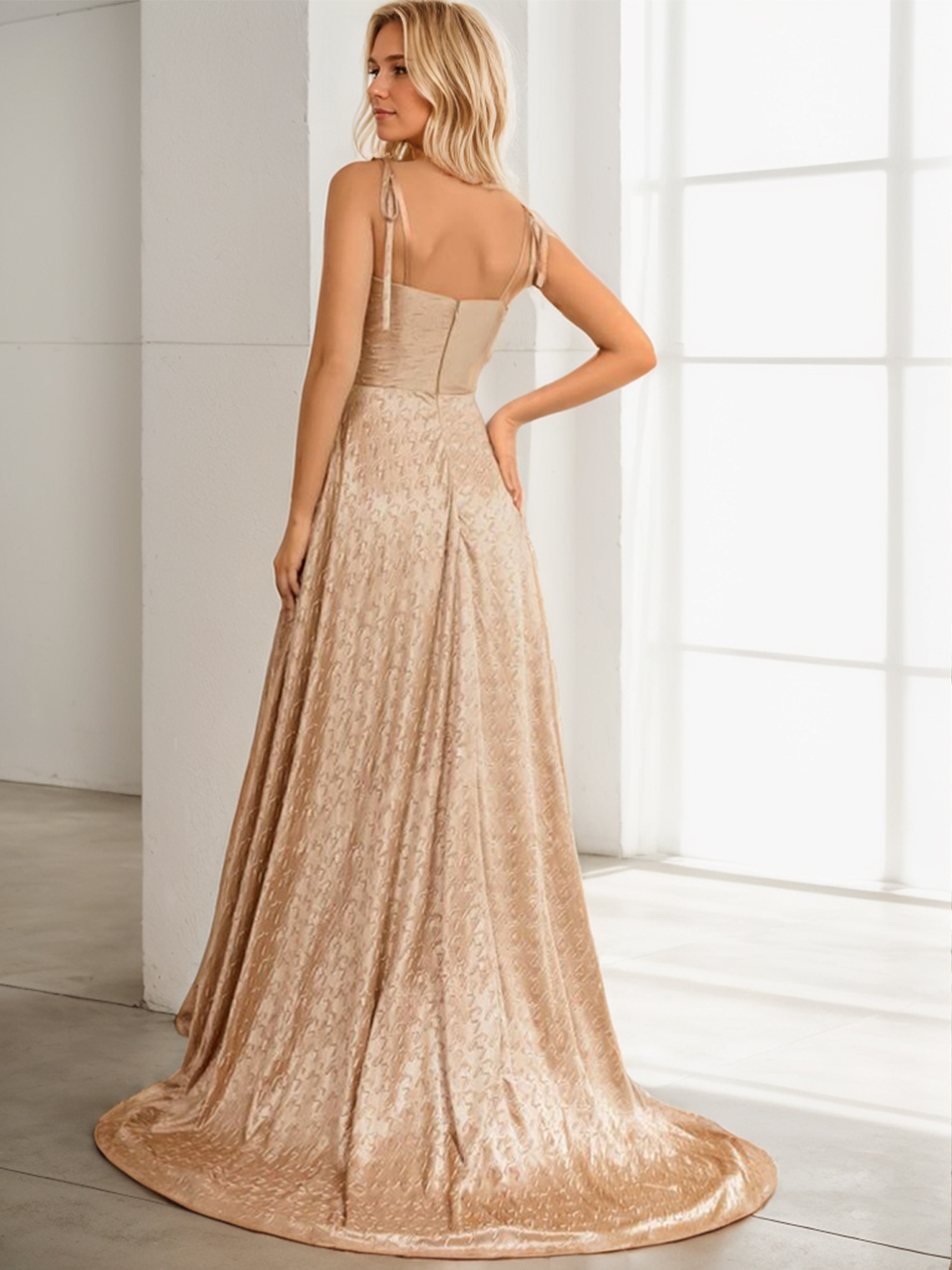 A-Line Elegant Prom Evening Dress Spaghetti Straps Quinceanera Dress